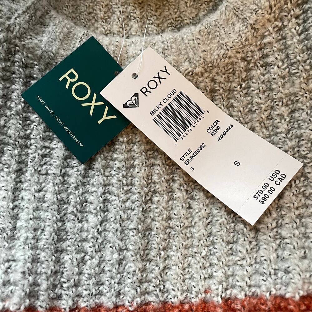 NWT Roxy Milky Cloud Striped Colorblock Knit Sweater Dress Red Gray Size Small - Picture 4 of 7